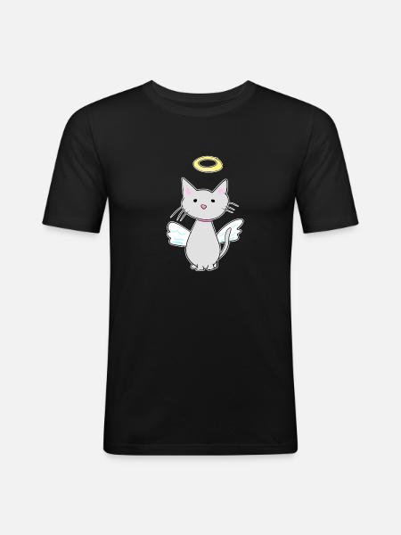 angel cat protector pet - Men's Slim Fit T-Shirt - black