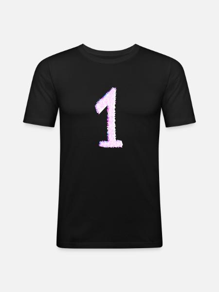 pink one number number team - Men's Slim Fit T-Shirt - black
