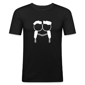 Couple Symbole Amour Lgbt Gay - T-shirt près du corps Homme - noir - Devant - Nik (191cm)