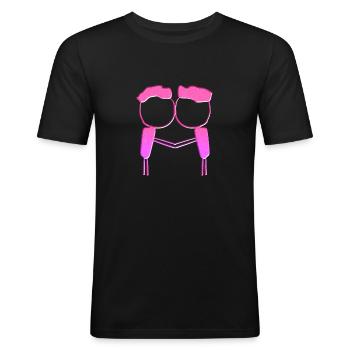 symbole couple rose lgbt gay amour - T-shirt près du corps Homme - noir - Devant - Nik (191cm)