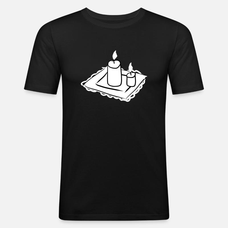 Candles Symbol Light Fire - Men's Slim Fit T-Shirt - black