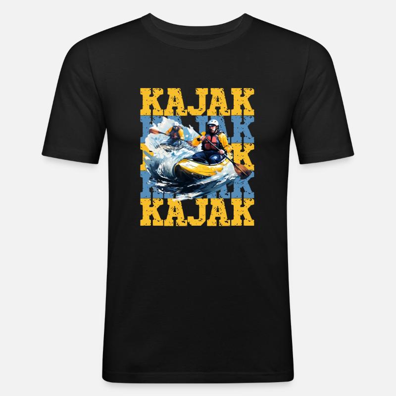 Kajak - Männer Slim Fit T-Shirt - Schwarz
