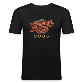 Original since 2005 - Jahrgang Geschenk Geburtstag - Männer Slim Fit T-Shirt - Schwarz - Vorne - Nik (191cm)