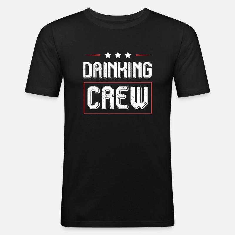 Drinking Crew - Männer Slim Fit T-Shirt - Schwarz