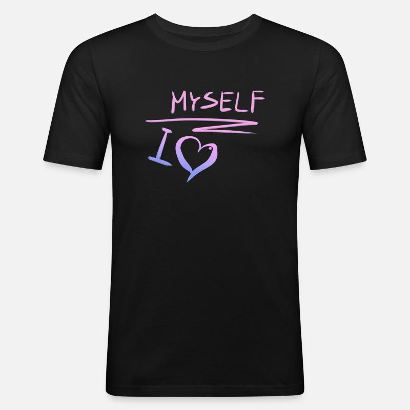 ich liebe mich selbstliebe herz - Männer Slim Fit T-Shirt - Schwarz