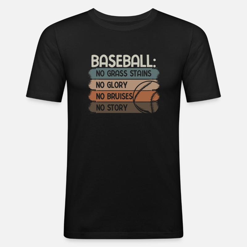 Baseball - Männer Slim Fit T-Shirt - Schwarz