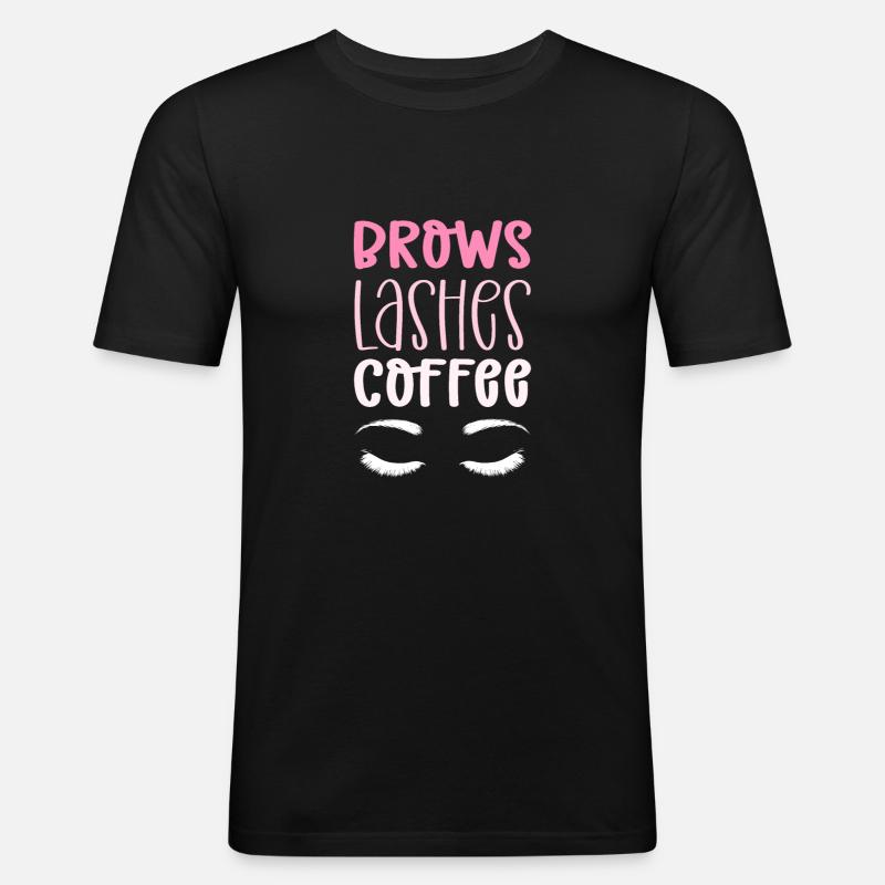 Eyebrow eyelashes coffee. Microblading - Men's Slim Fit T-Shirt - black