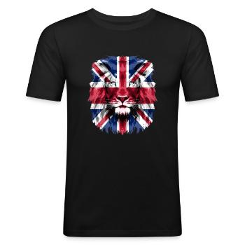 Lion britannique - T-shirt près du corps Homme - noir - Devant - Nik (191cm)