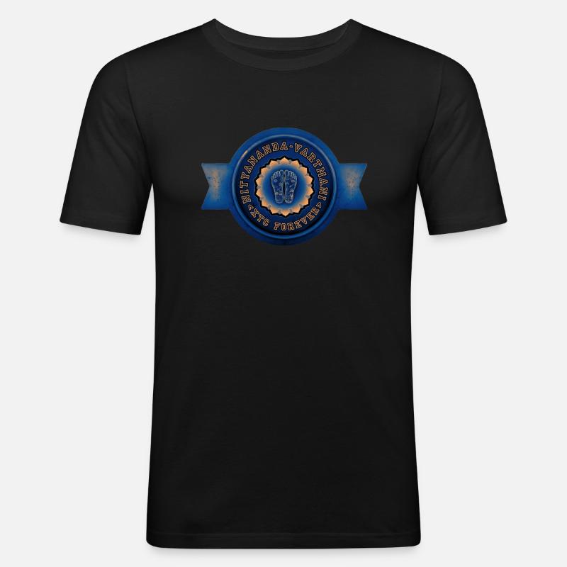 Nityananda Vartmani Blue - Männer Slim Fit T-Shirt - Schwarz