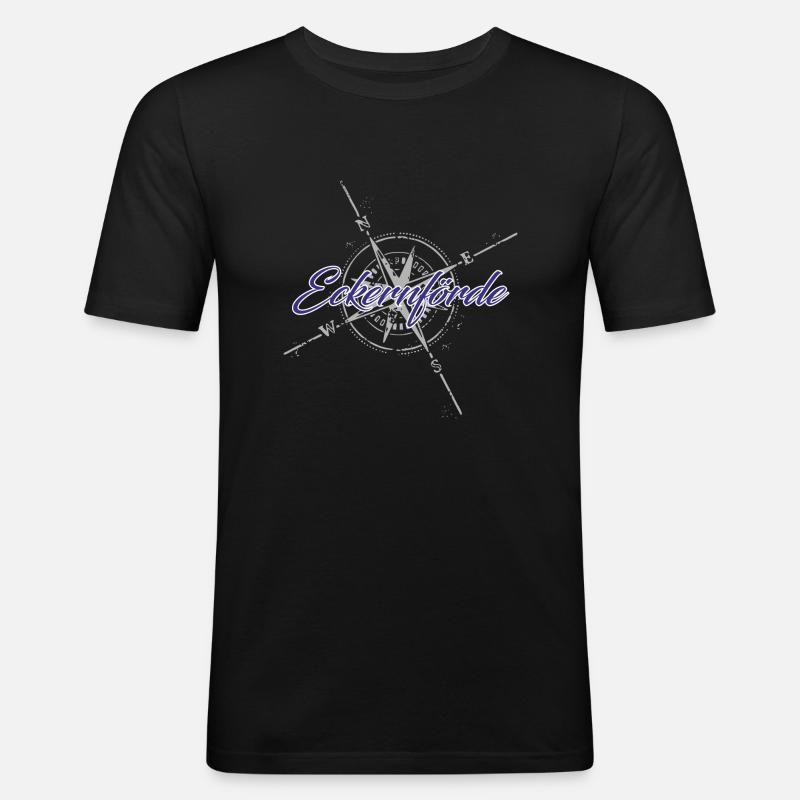 Eckernförde Kompass blau - Männer Slim Fit T-Shirt - Schwarz