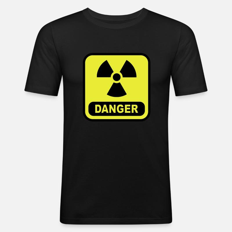 Danger Atom - Männer Slim Fit T-Shirt - Schwarz