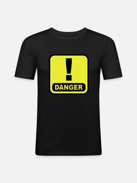 Danger Ausrugezeichen - Männer Slim Fit T-Shirt - Schwarz