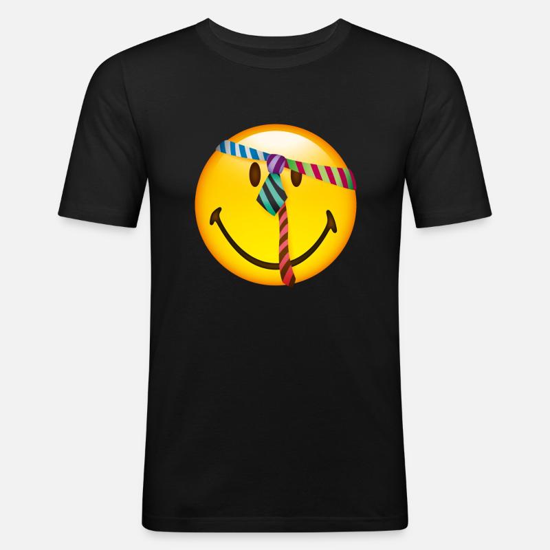Smiley Tie - Herre Slim Fit T-Shirt - sort