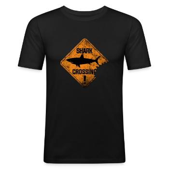 SHARK CROSSING - Männer Slim Fit T-Shirt - Schwarz - Vorne - Nik (191cm)