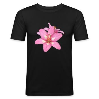 Lilie Rosa - Männer Slim Fit T-Shirt - Schwarz - Vorne - Nik (191cm)