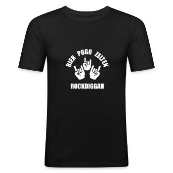 Bier Pogo Zelten,Rock Kleidung,Rock Musik - Männer Slim Fit T-Shirt - Schwarz - Vorne - Nik (191cm)