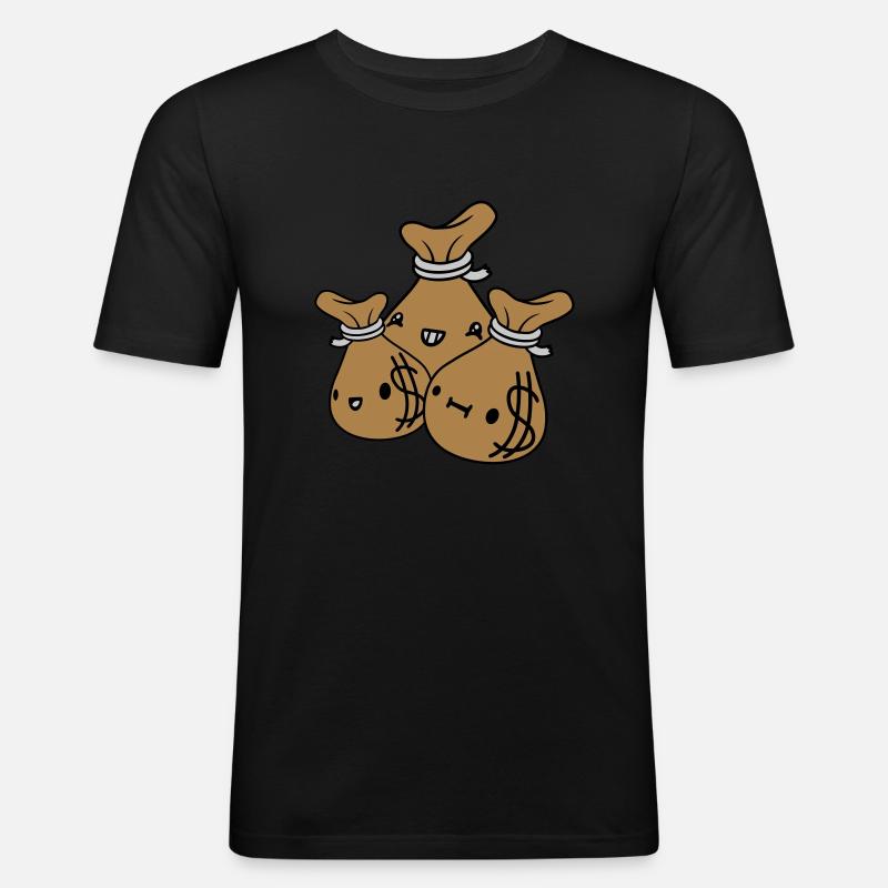 Geldsäcke Freunde Team Crew - Männer Slim Fit T-Shirt - Schwarz