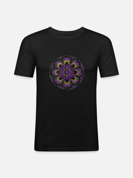 Mandala - T-shirt près du corps Homme - noir