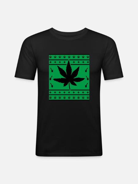 Ganja marichuana Rasta reggae folk - Men's Slim Fit T-Shirt - black