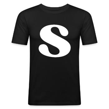 Lettre s - T-shirt près du corps Homme - noir - Devant - Nik (191cm)