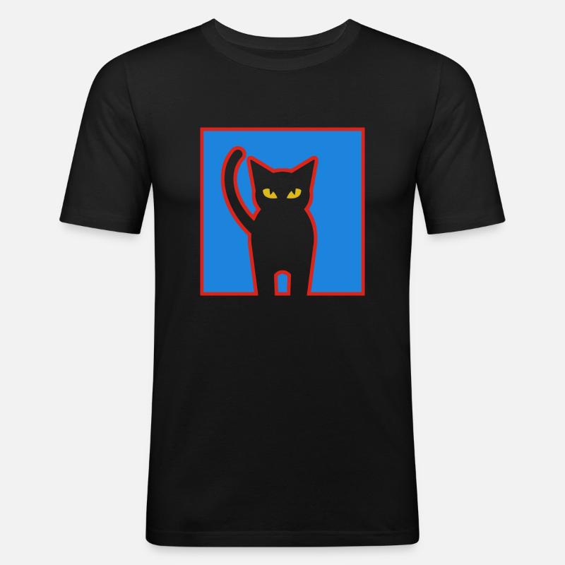Katze - Männer Slim Fit T-Shirt - Schwarz