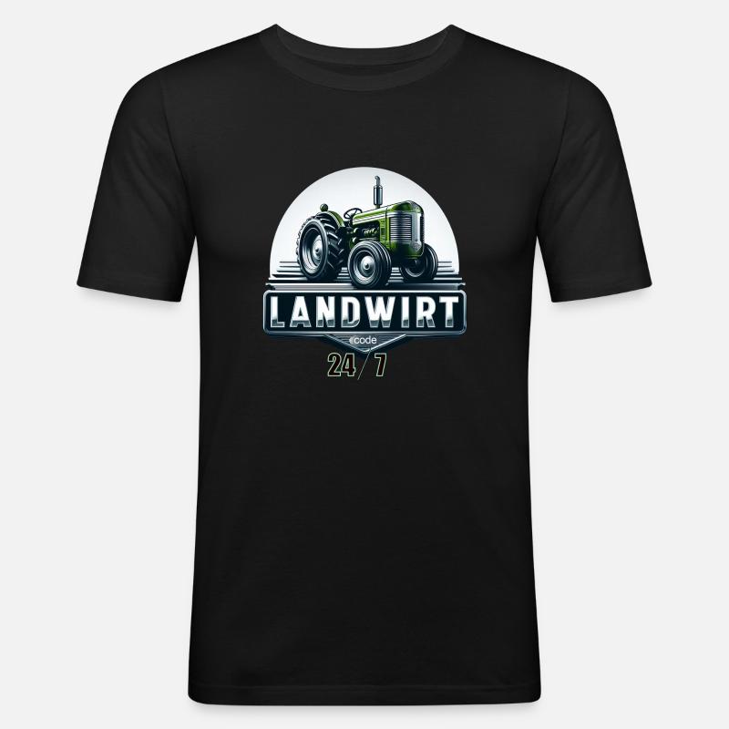 landwirt code ll - Männer Slim Fit T-Shirt - Schwarz