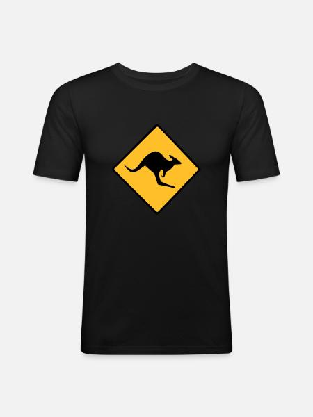 Roadsign Känguruh - Männer Slim Fit T-Shirt - Schwarz