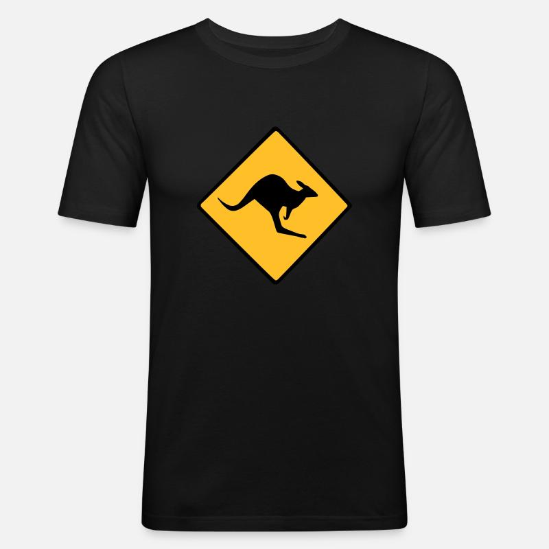 Roadsign Känguruh - Männer Slim Fit T-Shirt - Schwarz