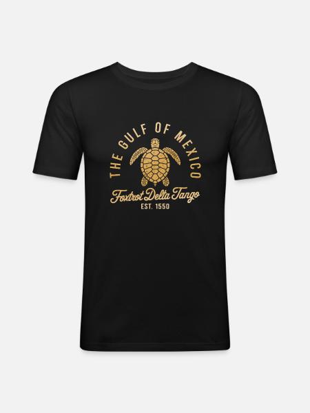The Gulf Of Mexico Foxtrot Delta Tango Turtle - Slim Fit T-skjorte for menn - svart