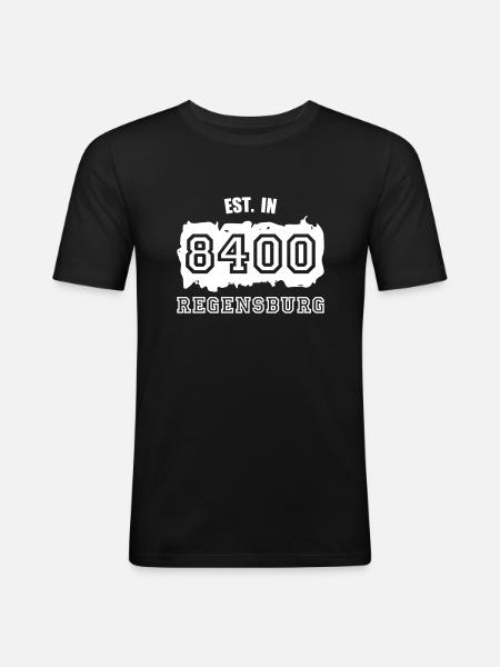Established 8400 Regensburg - Männer Slim Fit T-Shirt - Schwarz