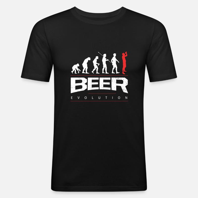 Bier Evolution - Männer Slim Fit T-Shirt - Schwarz
