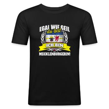 Mecklenburger Mecklenburg Mecklenburgerin Geschenk - Männer Slim Fit T-Shirt - Schwarz - Vorne - Nik (191cm)