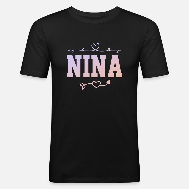 Nina - Männer Slim Fit T-Shirt - Schwarz