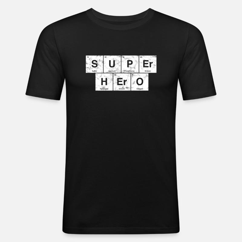 Nerdiger Superheld! Periodensystem der Elemente - Männer Slim Fit T-Shirt - Schwarz
