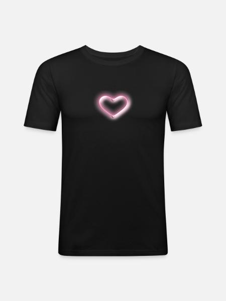 Herz, rosa Glow - Männer Slim Fit T-Shirt - Schwarz