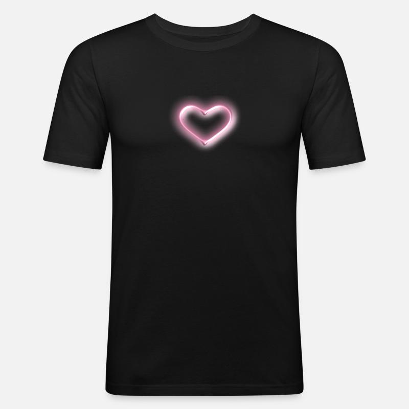 Herz, rosa Glow - Männer Slim Fit T-Shirt - Schwarz