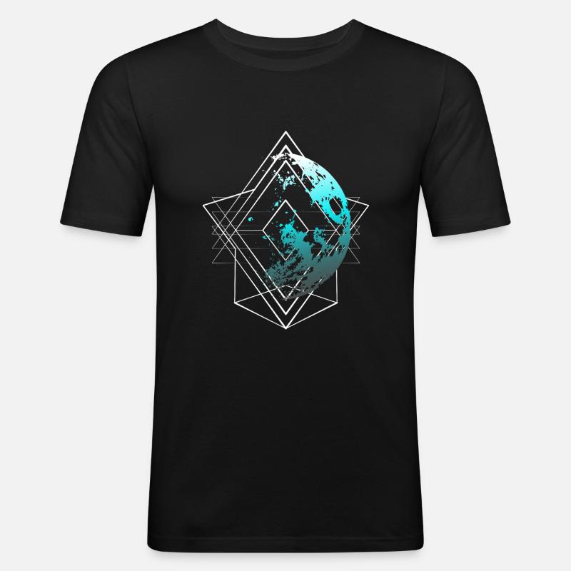 Abstrakt mit Mond - Männer Slim Fit T-Shirt - Schwarz