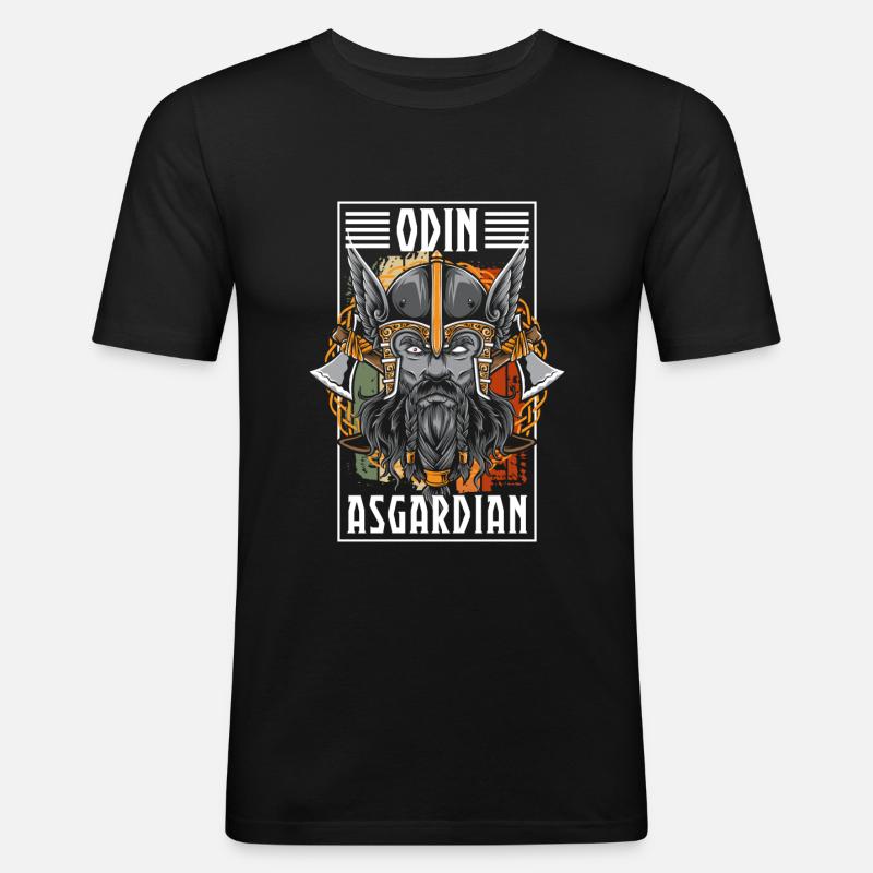 Wikinger Blitz Mjolnir - Männer Slim Fit T-Shirt - Schwarz