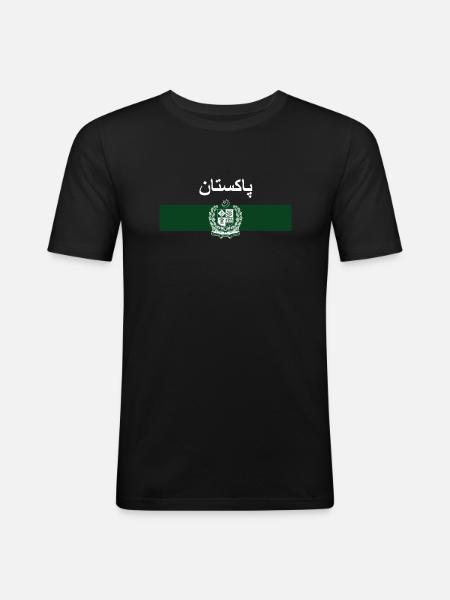 پاکستان - drapeau et armoiries - T-shirt près du corps Homme - noir