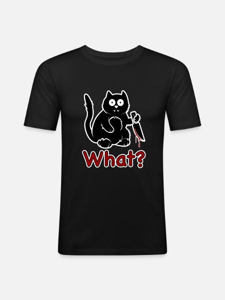 cat what? - Men's Slim Fit T-Shirt - black