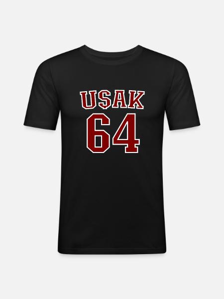 Usak 64 - Männer Slim Fit T-Shirt - Schwarz