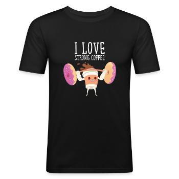 I Love Strong Coffee - Lifiting Donuts - T-shirt près du corps Homme - noir - Devant - Nik (191cm)