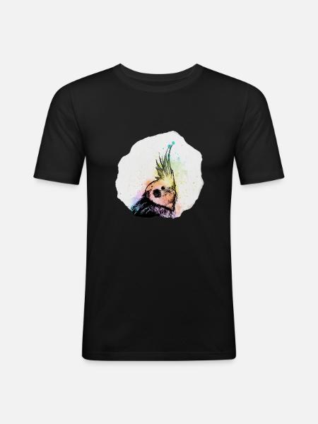 Aquarelle de calopsitte - T-shirt près du corps Homme - noir
