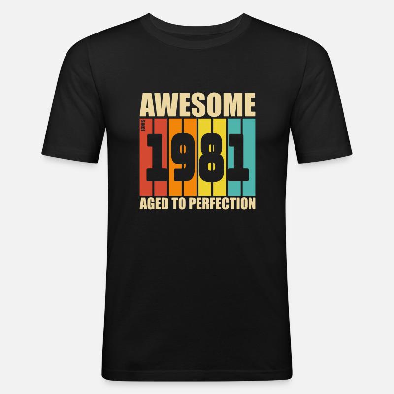 1981 - Männer Slim Fit T-Shirt - Schwarz