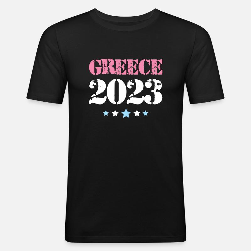 Greece 2023 - Männer Slim Fit T-Shirt - Schwarz