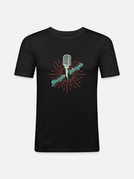 Boogie Woogie vintage microphone gift - Men's Slim Fit T-Shirt - black