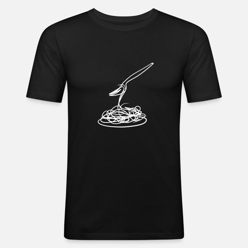 Spaghetti essen - Männer Slim Fit T-Shirt - Schwarz