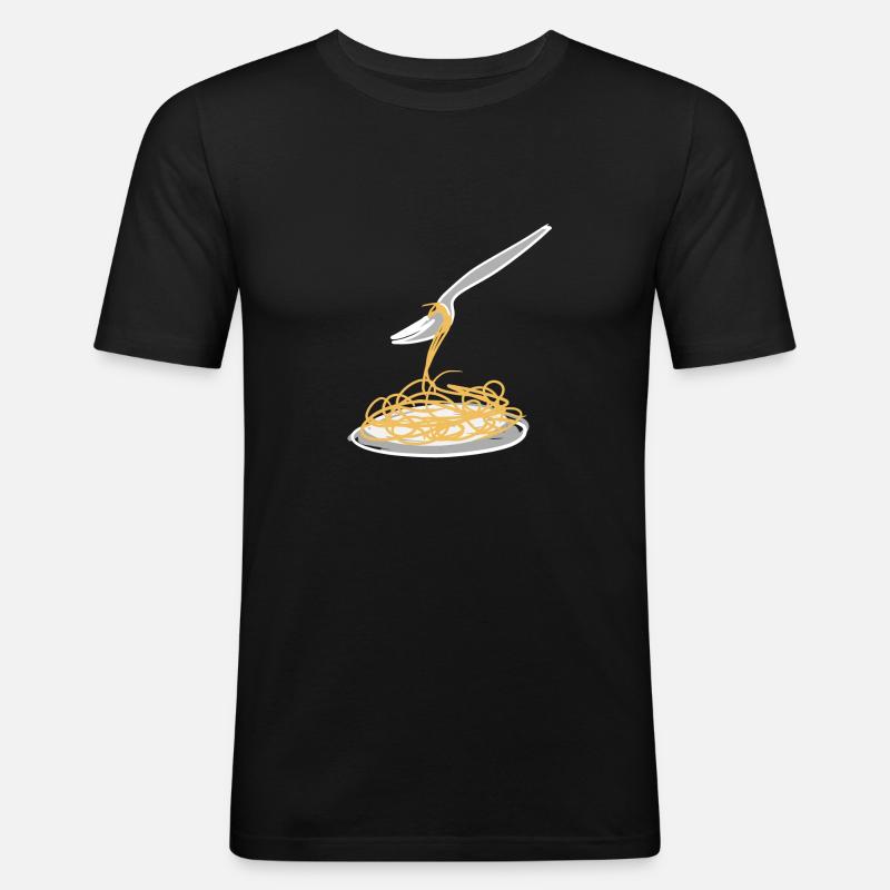 Spaghetti nudeln - Männer Slim Fit T-Shirt - Schwarz