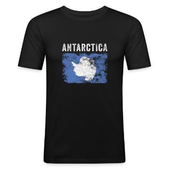 Antarktis-Flagge Vintage - Flagge der Antarktis - Männer Slim Fit T-Shirt - Schwarz - Vorne - Nik (191cm)