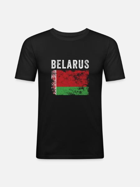Belarus Flag Distressed Belarusian Flag - Men's Slim Fit T-Shirt - black